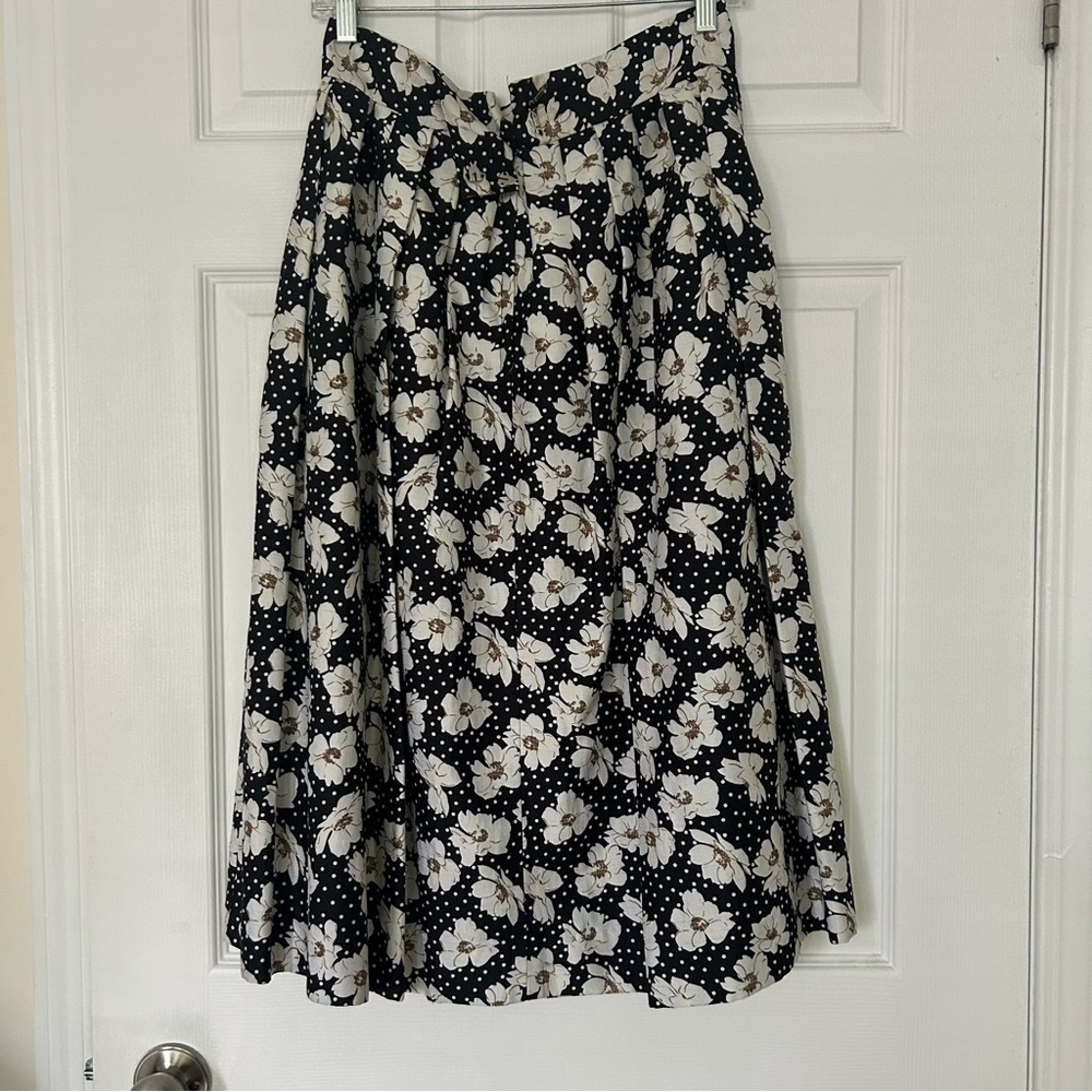 Vintage Black & White Floral Midi Skirt - Picture 2 of 4